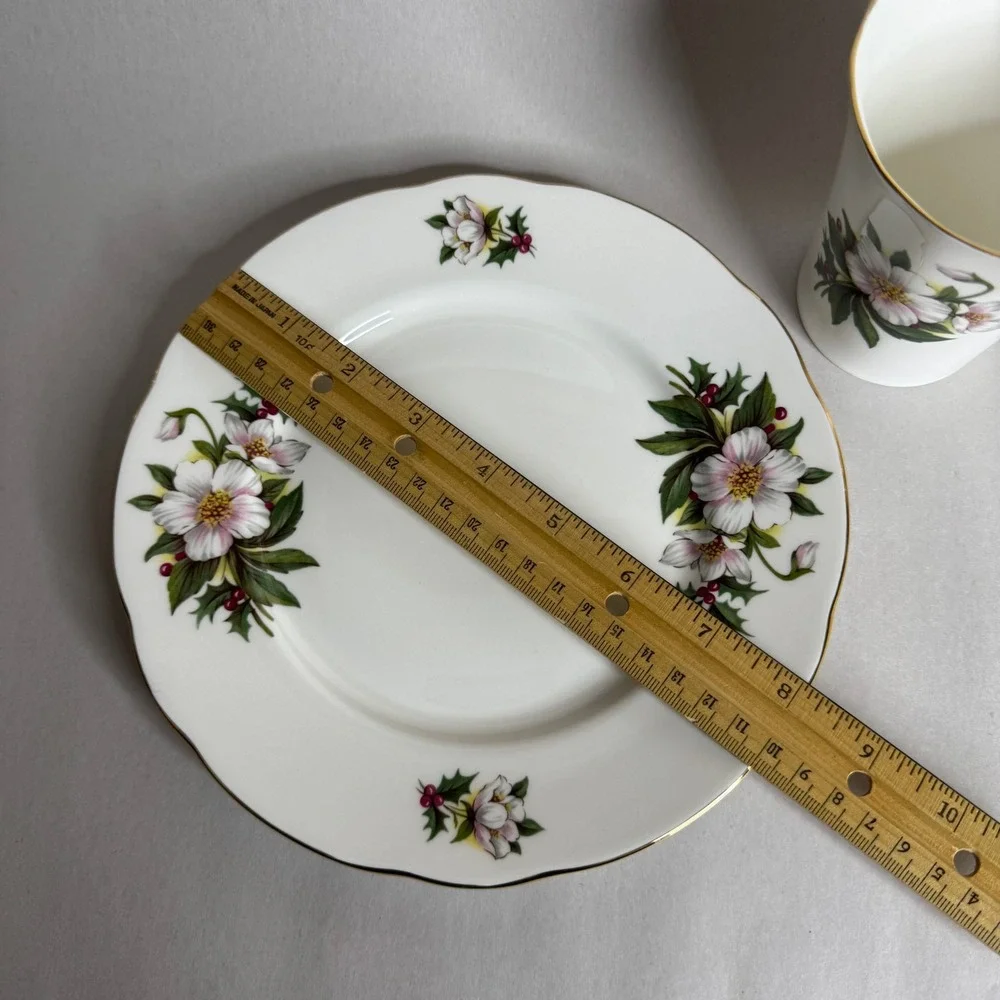 Duchess Fine Bone China Floral Mug and‎ Plate Set Made in England Gold Rim